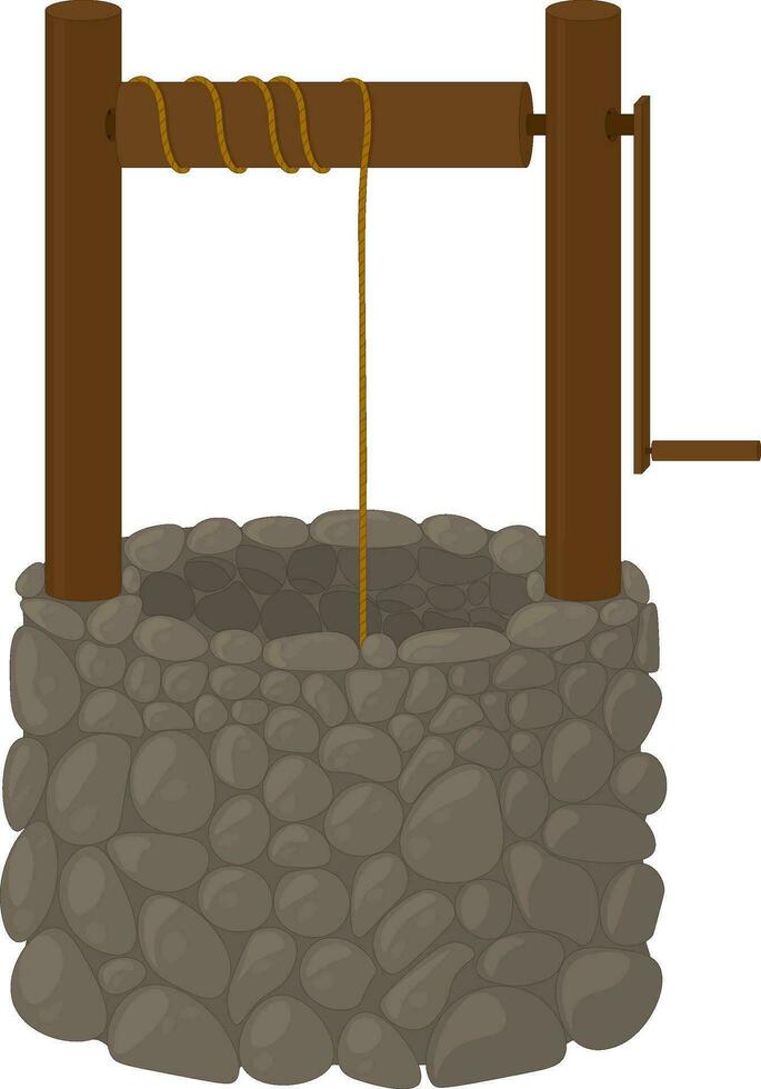 Stone rustic well vector illustration