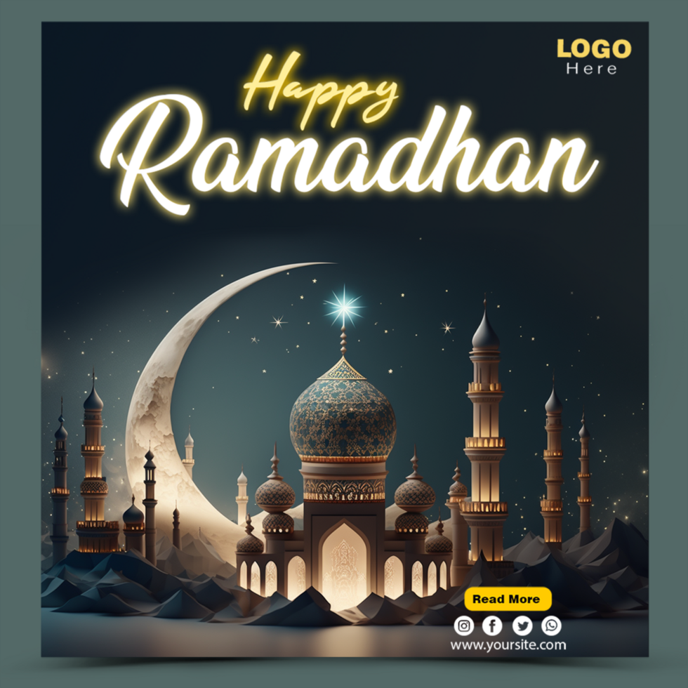 Ramadan kareem sociale media modello con islamico sfondo design psd