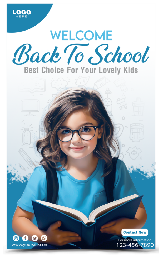 Back to school instagram and facebook story template psd