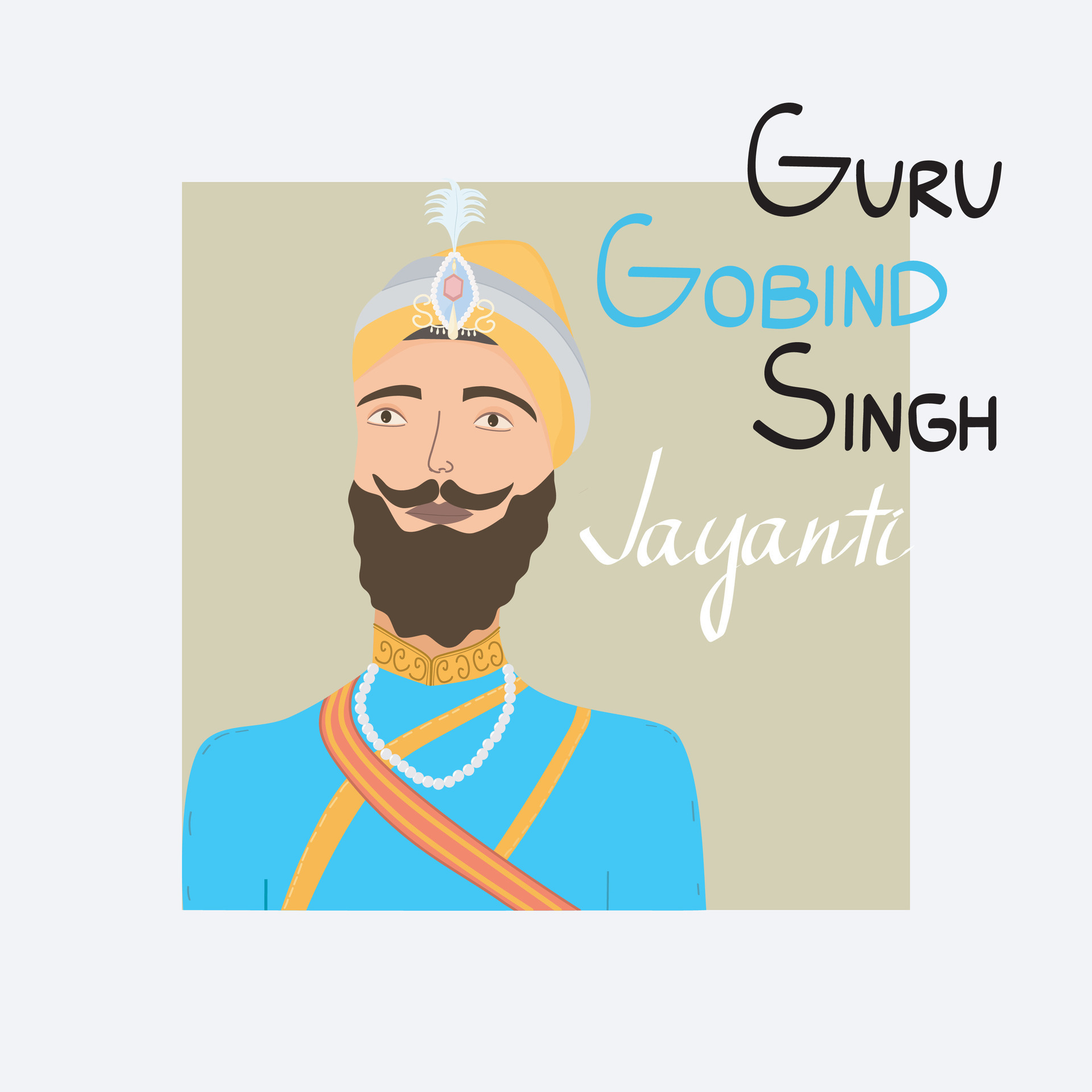 Happy Guru Gobind Singh Jayanti religious festival celebration vector ...