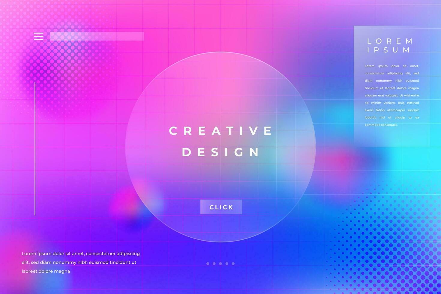 Smart Morph Background Gradient Colorful with Circle Shape Glass Effect Frame Title Text. Poster, Banner, Presentation, Wallpaper Mobile and Desktop. vector