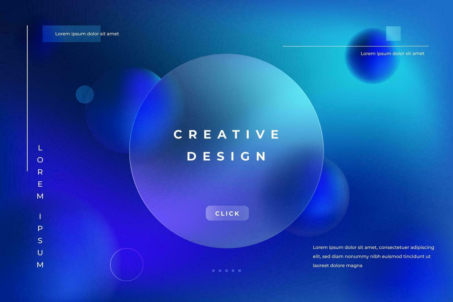 Dark Blue Color Morph Background Gradient with Circle Shape Glass Effect Frame Title Text. Poster, Banner, Presentation, Wallpaper Mobile and Desktop. vector