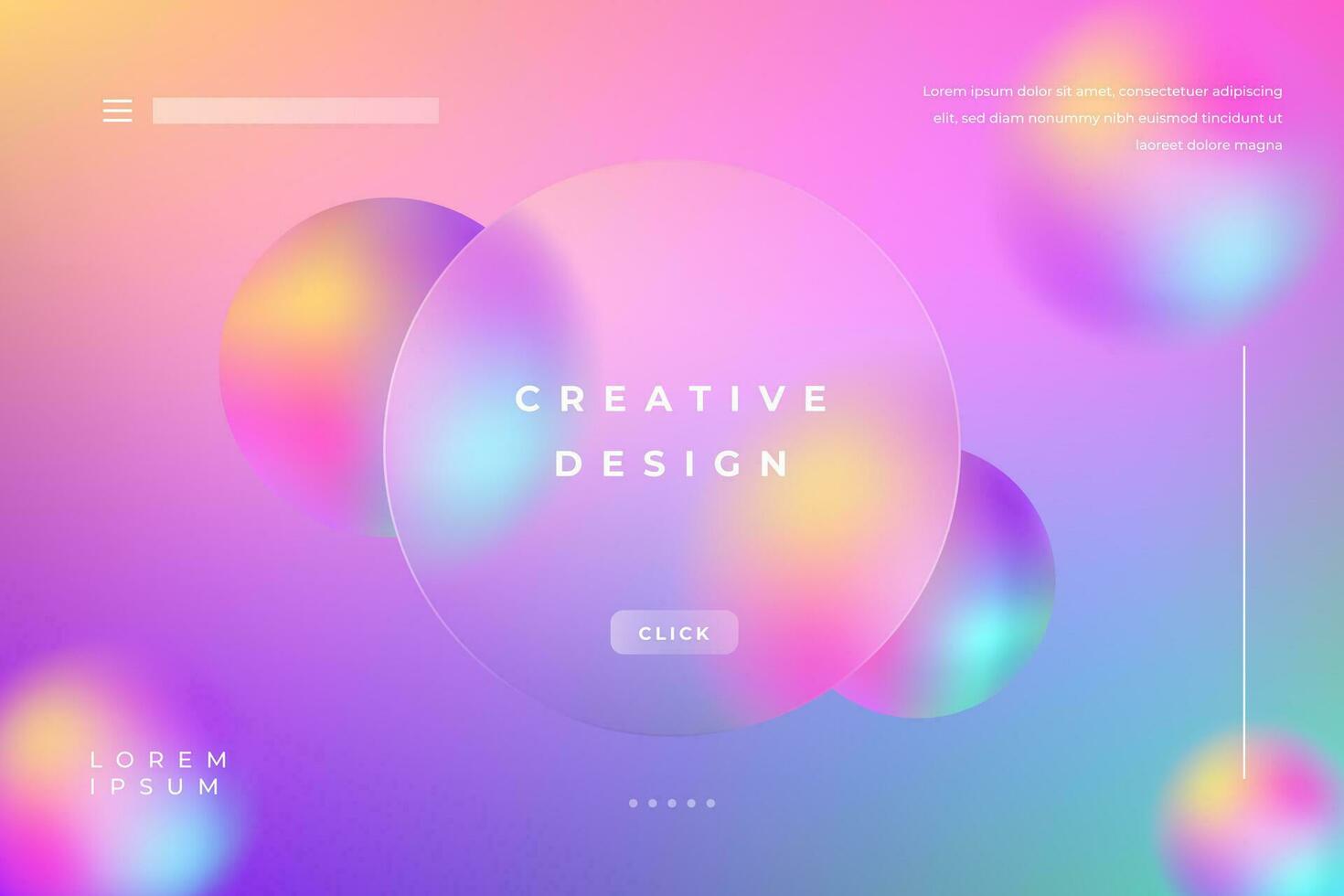 Morph Background Gradient Colorful with Circle Shape Glass Effect Frame Title Text. Poster, Banner, Presentation, Wallpaper Mobile and Desktop. vector