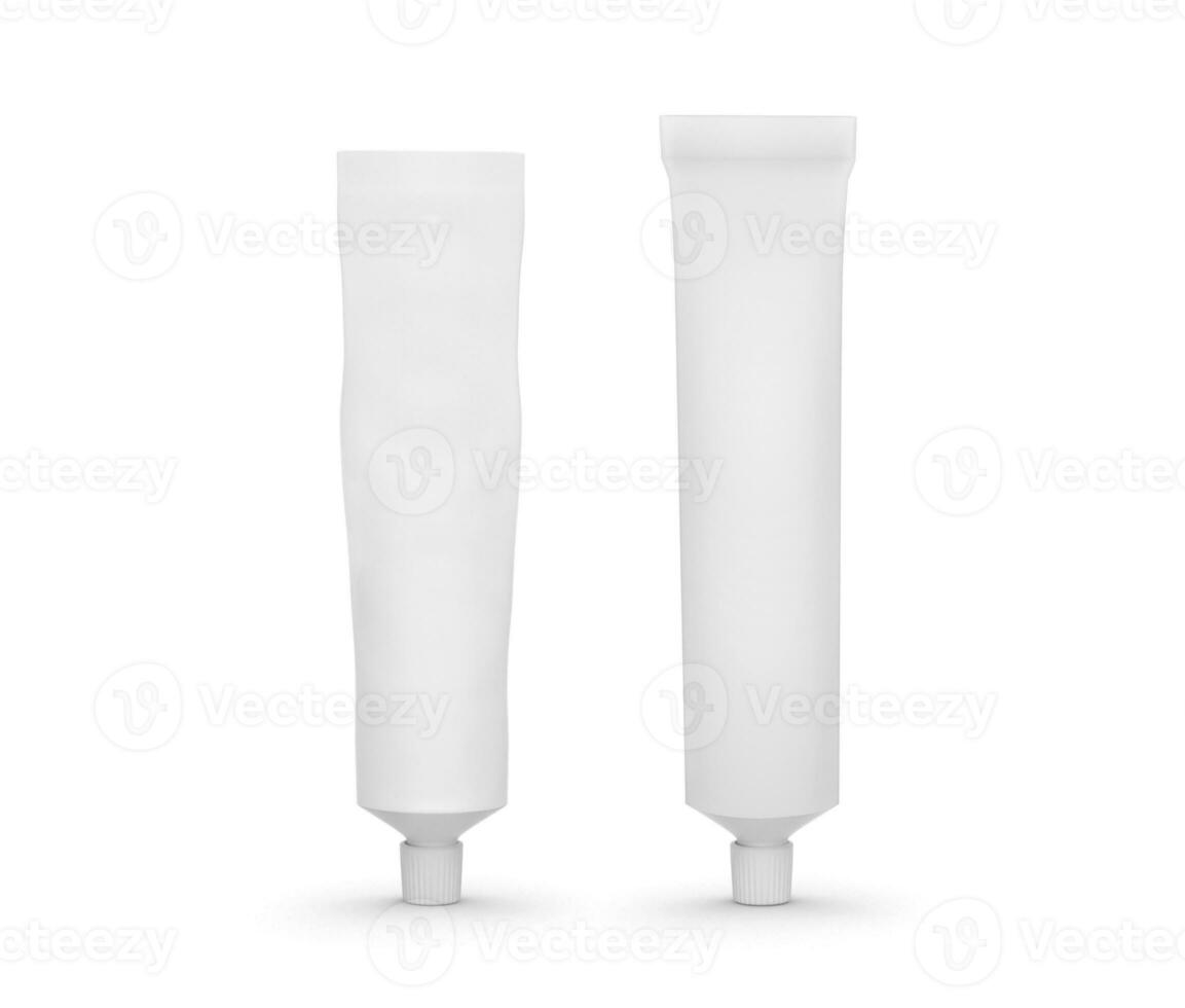 Empty tube of toothpaste on white background photo