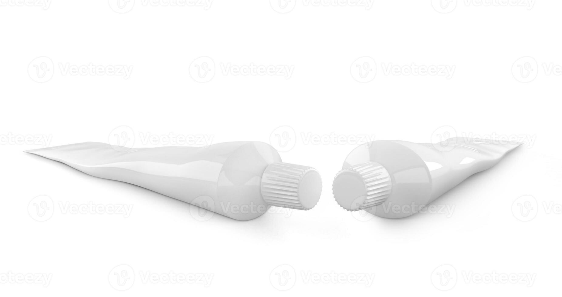 Empty tube of toothpaste on white background photo