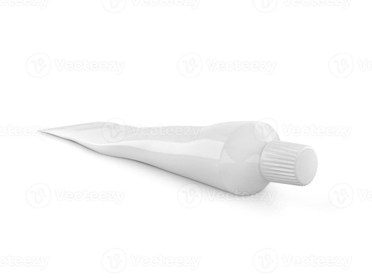 Empty tube of toothpaste on white background photo