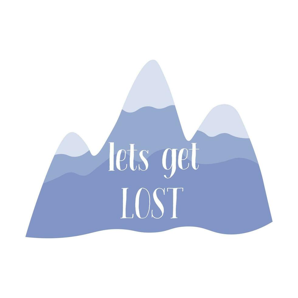 Mountains with snow winter Scandinavian illustration. Hills doodle concept for tourism and camp. vector