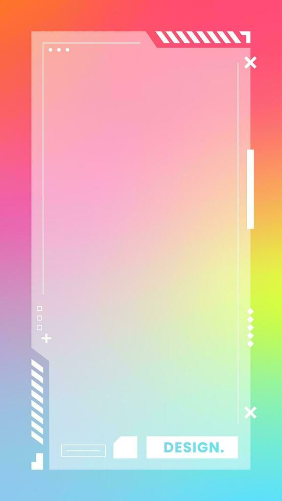 Futuristic vertical gradient background. Social media frame vector illustration.