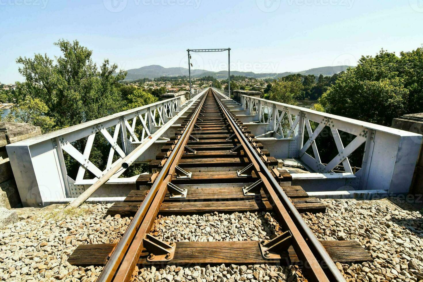 railway bridge over the river photo