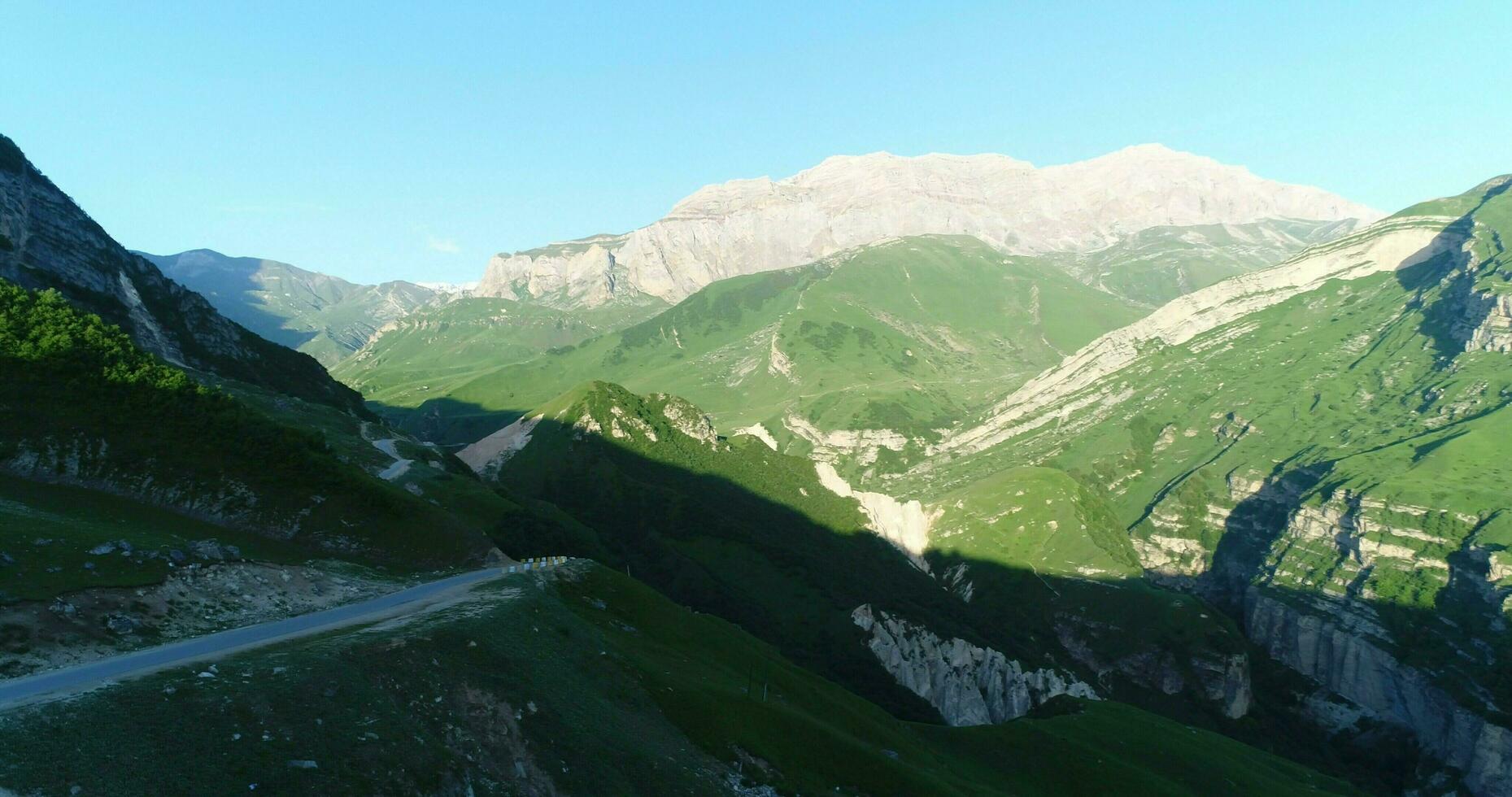 Panoramic view of the mountains in the summer photo