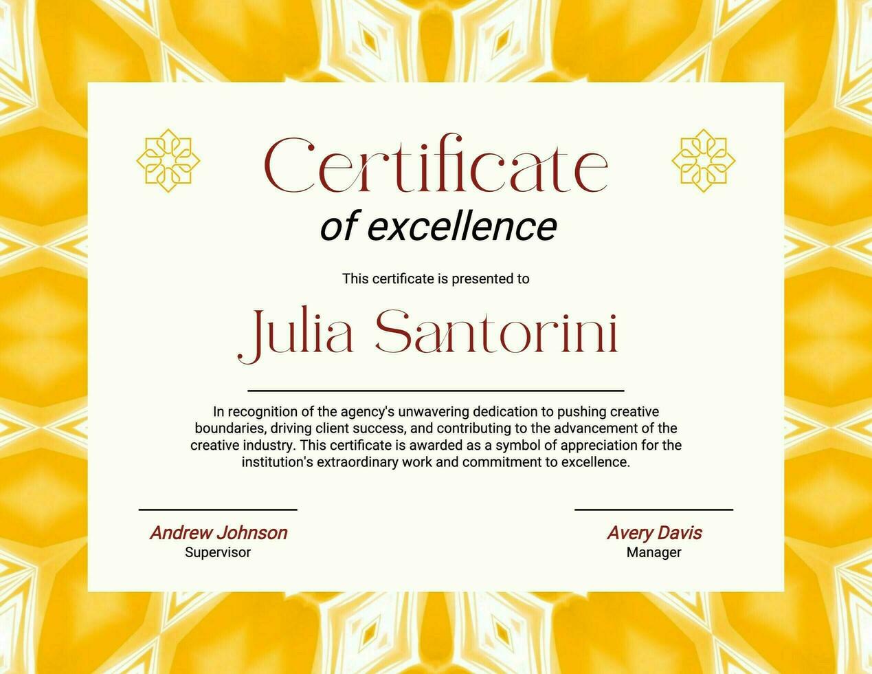 Yellow Abstract Creative Certificate template