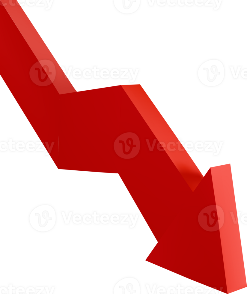 Investment index red down and green growth 3d isolated. png