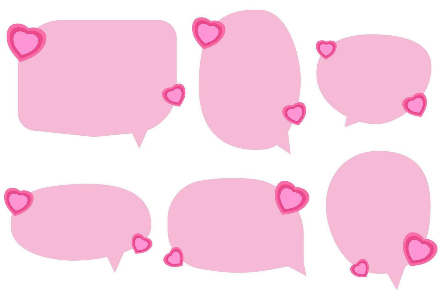 Set pink valentines day speech bubbles on white background. vector