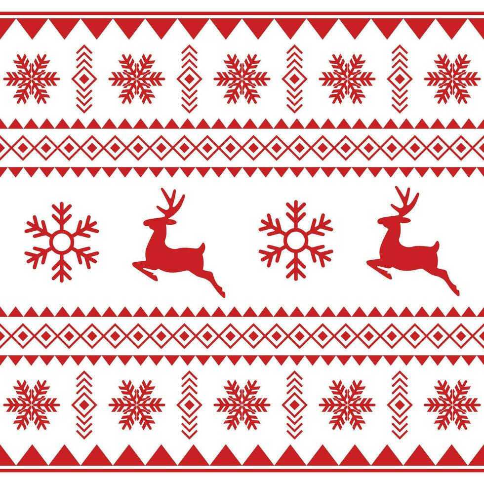 Cute and Cozy Christmas pattern with Deers and Snowflakes vector