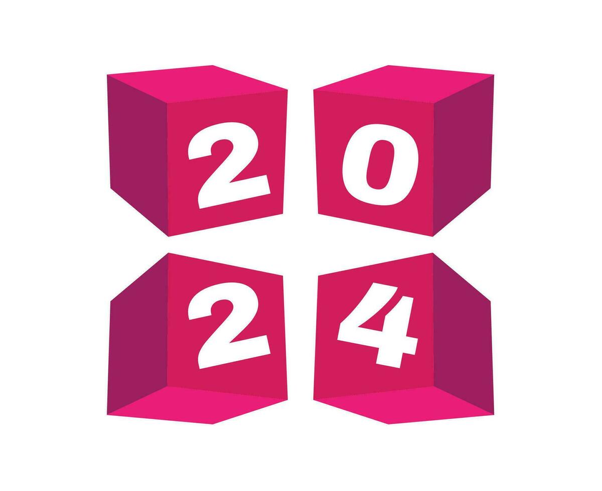 2024 Happy New Year Abstract Pink And White Graphic Design Vector Logo Symbol Illustration