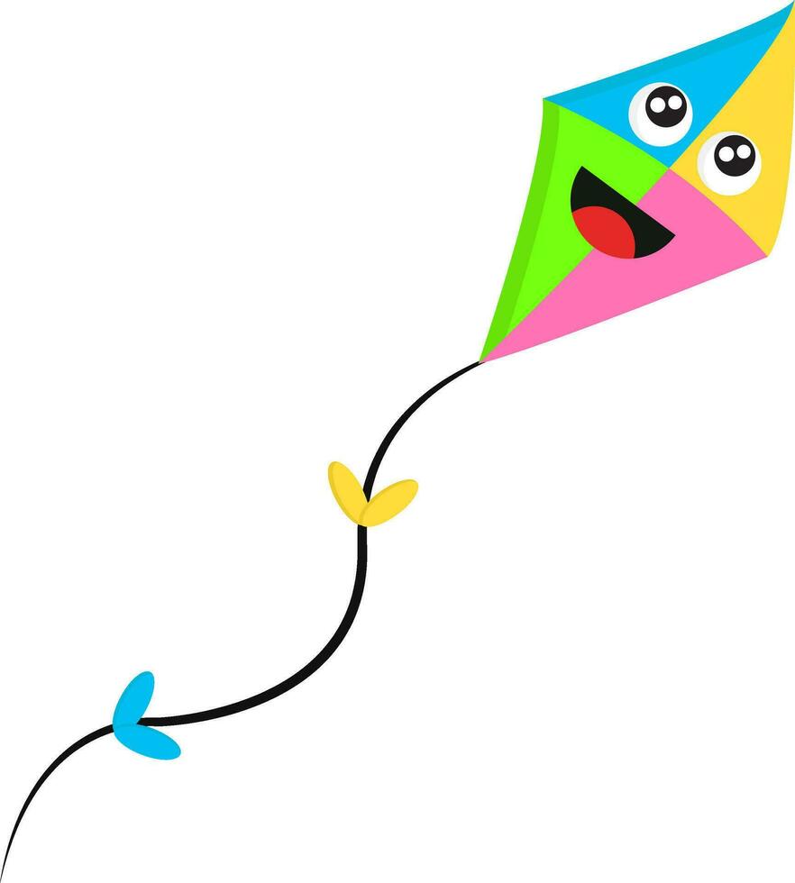 A colorful laughing kite vector or color illustration