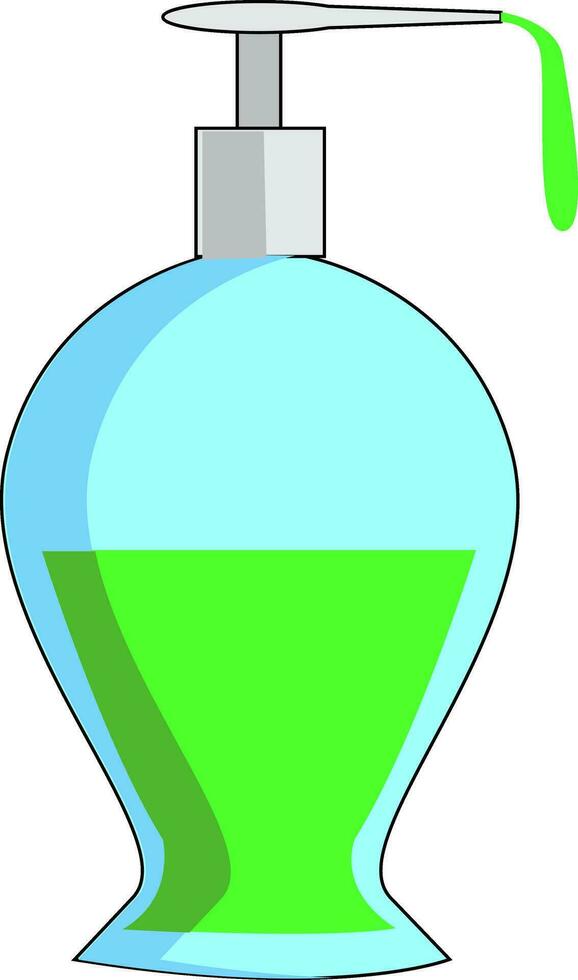 A bluecolored dispenser pump bottle vector or color illustration