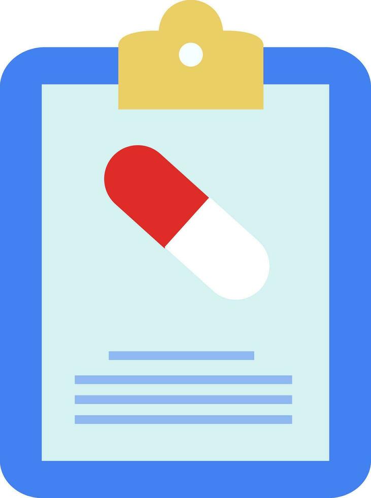 Doctor's prescription clipped to a blue-colored writing padMedical history of a person vector or color illustration