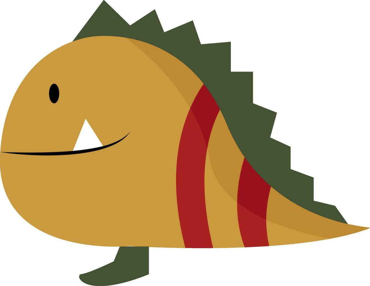 Brown-colored cartoon fish monster with red stripes vector or color illustration