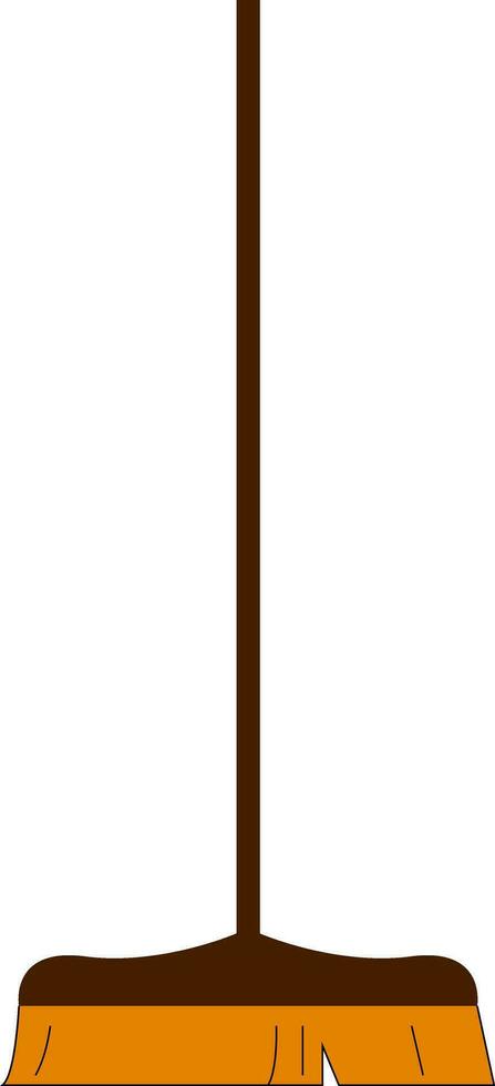 Cartoon mop with a bundle of brown-colored sponge attached to a black-colored handle vector or color illustration