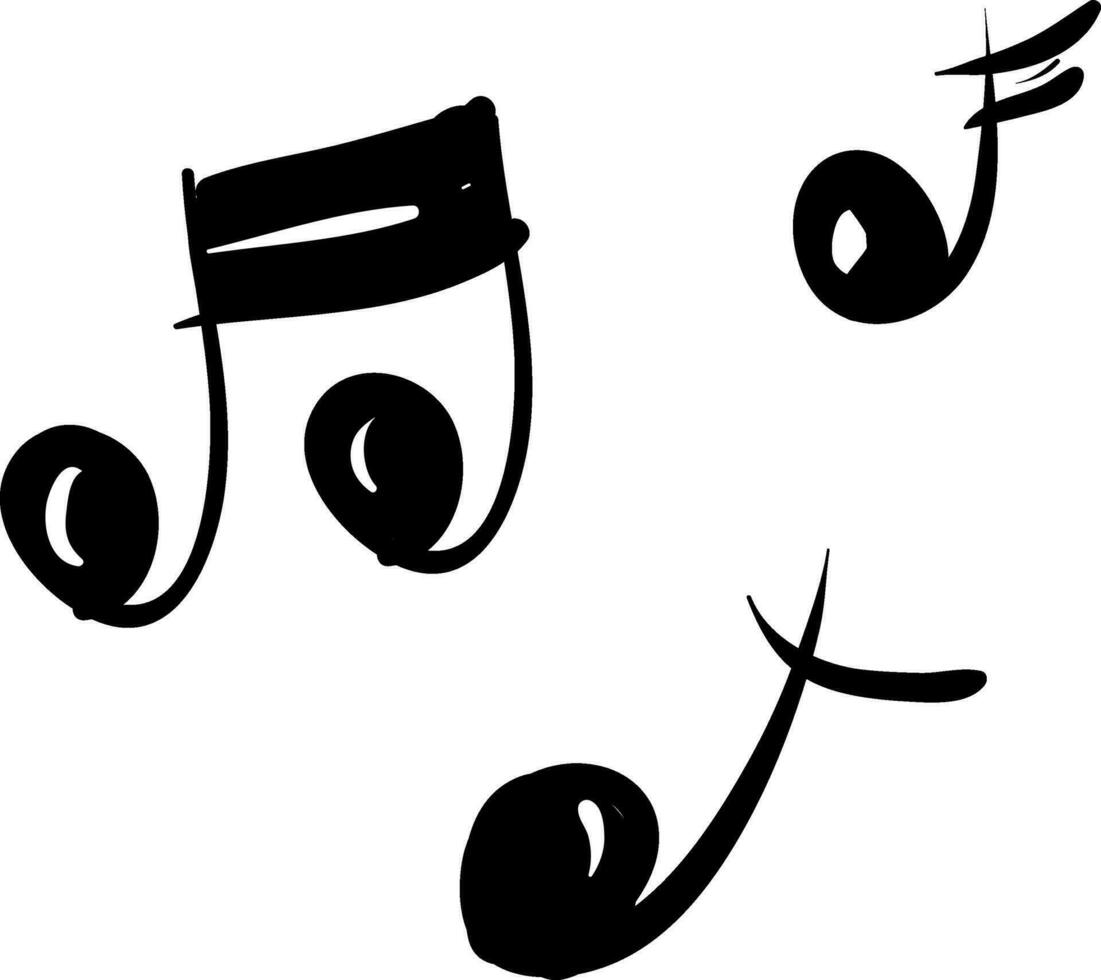 Black and white-colored musical notes vector or color illustration