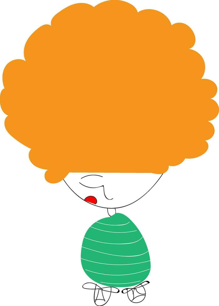 An orange-haired cute little cartoon kid vector or color illustration