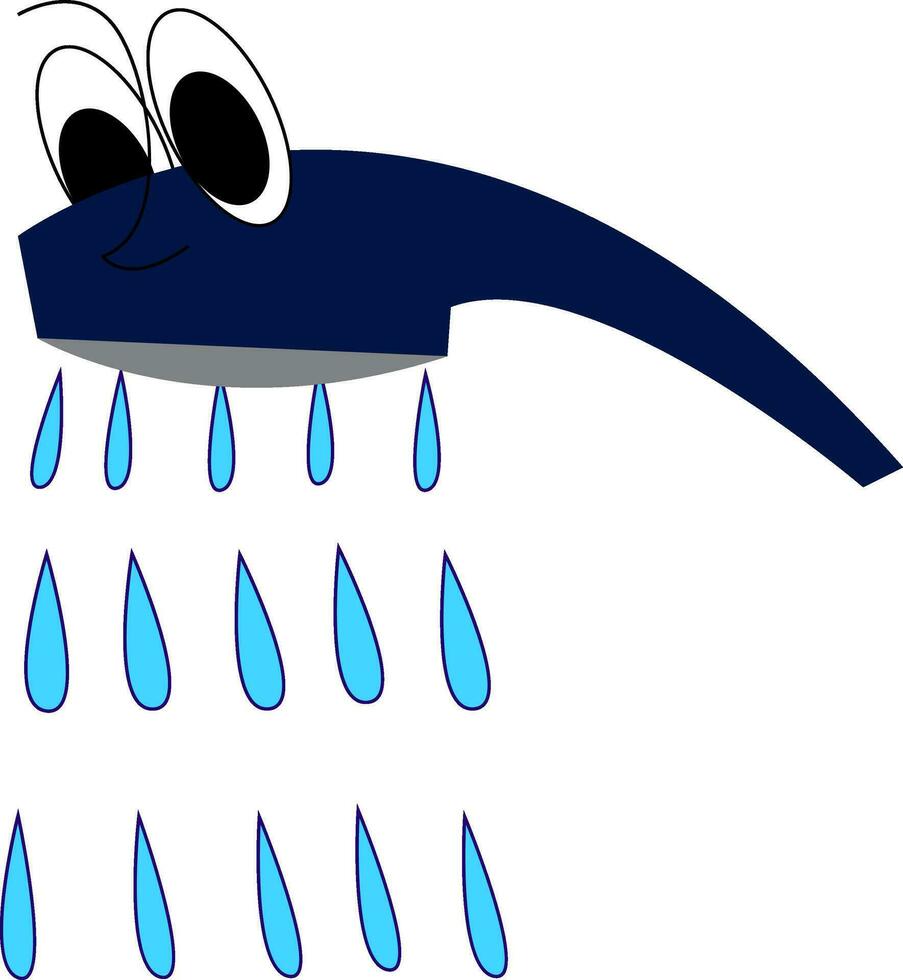 Cartoon of a smiling blue shower head vector illustration on white background