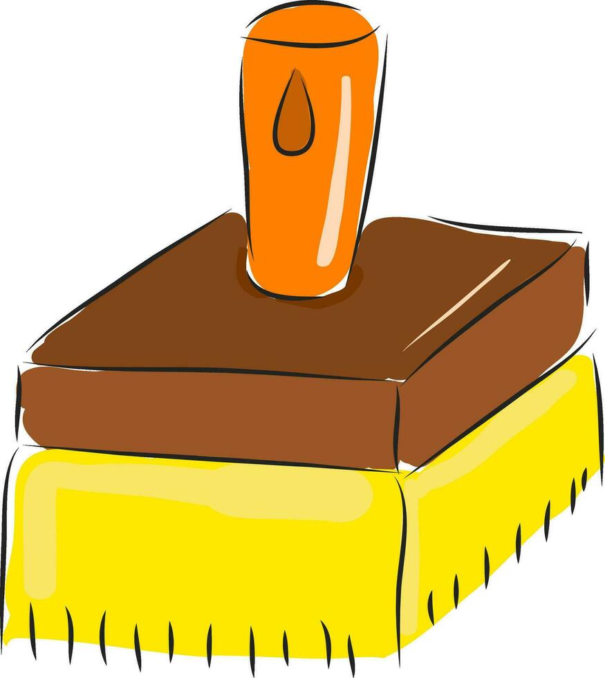 Simple cartoon big yellow brush vector illustration on white background