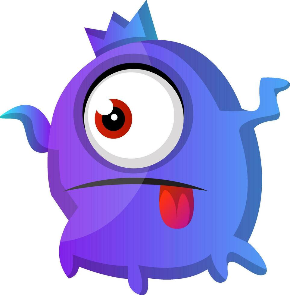 One eyed purple monster with tongue out illustration vector on white background