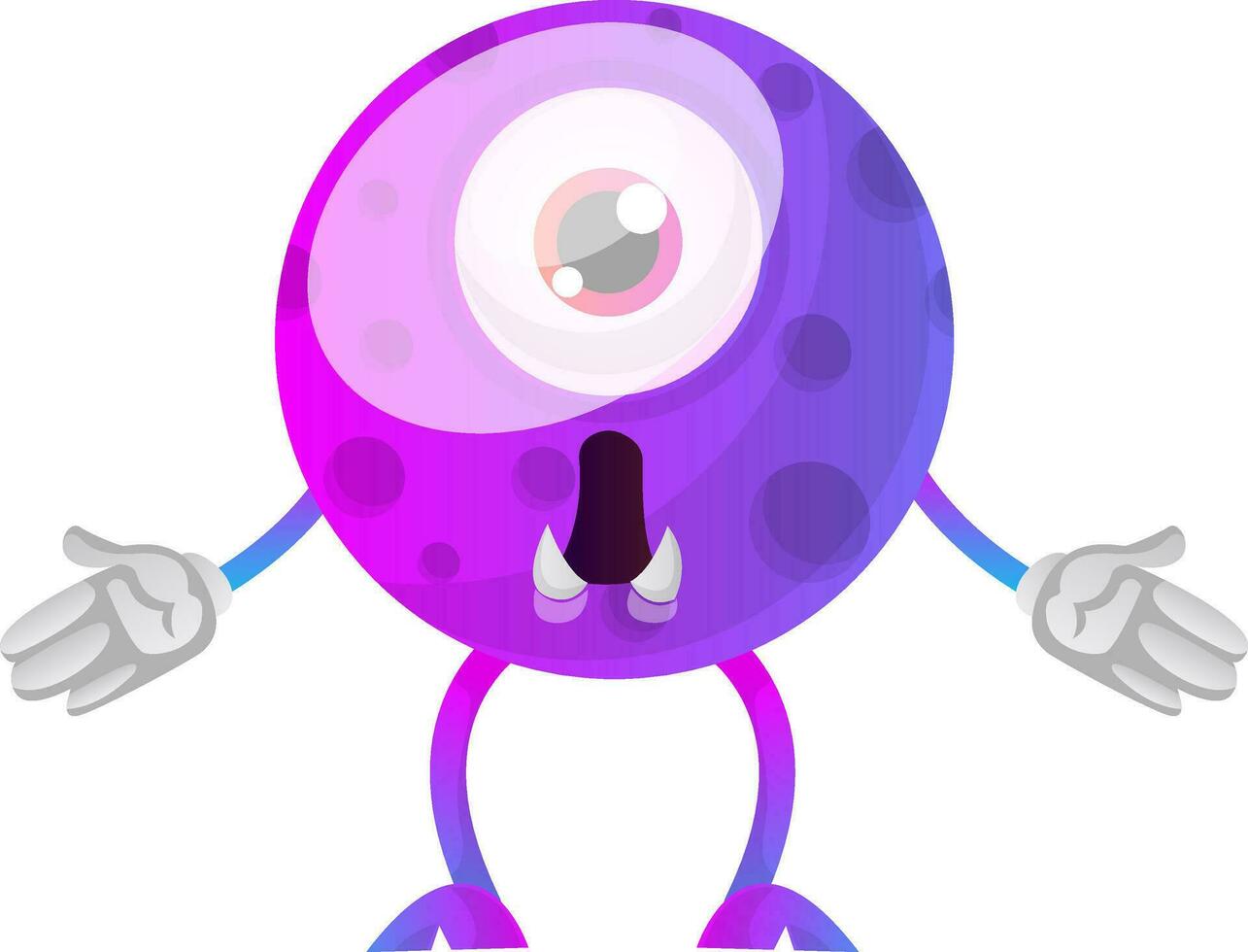 Purple monster wondering what happened illustration vector on white background