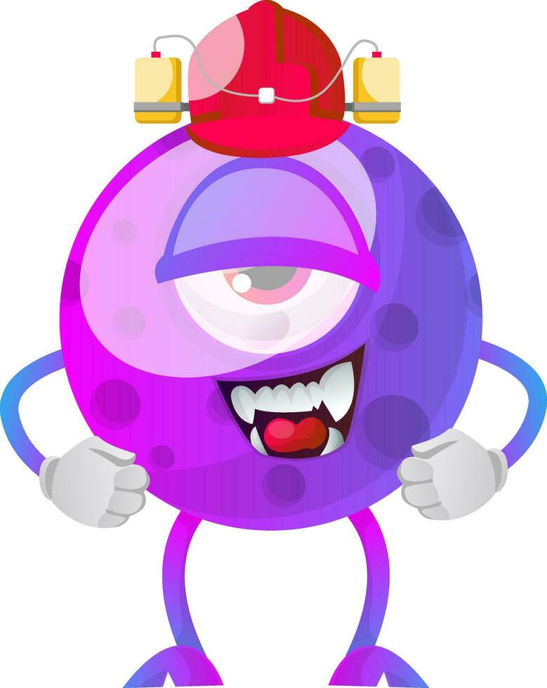 Drunk one eye purple monster illustration vector on white background