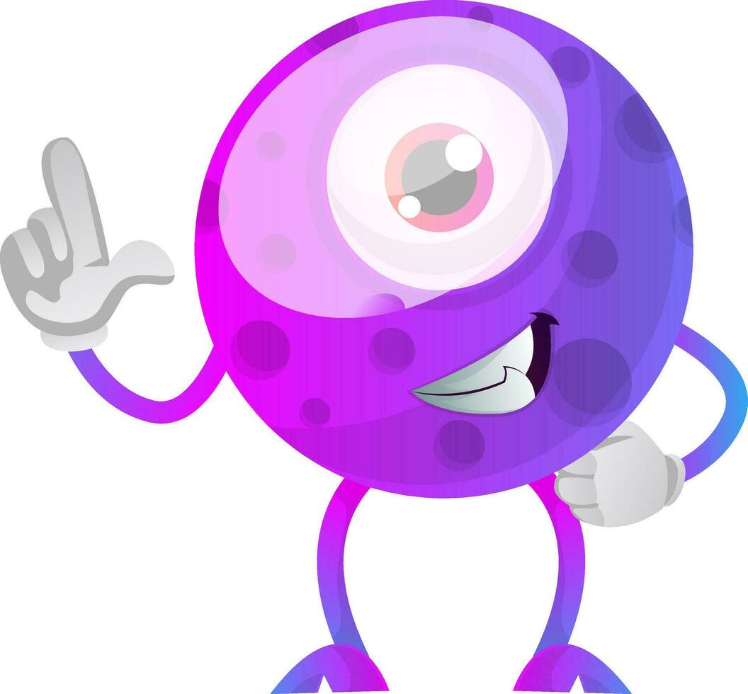 One thumbs up purple monster illustration vector on white background