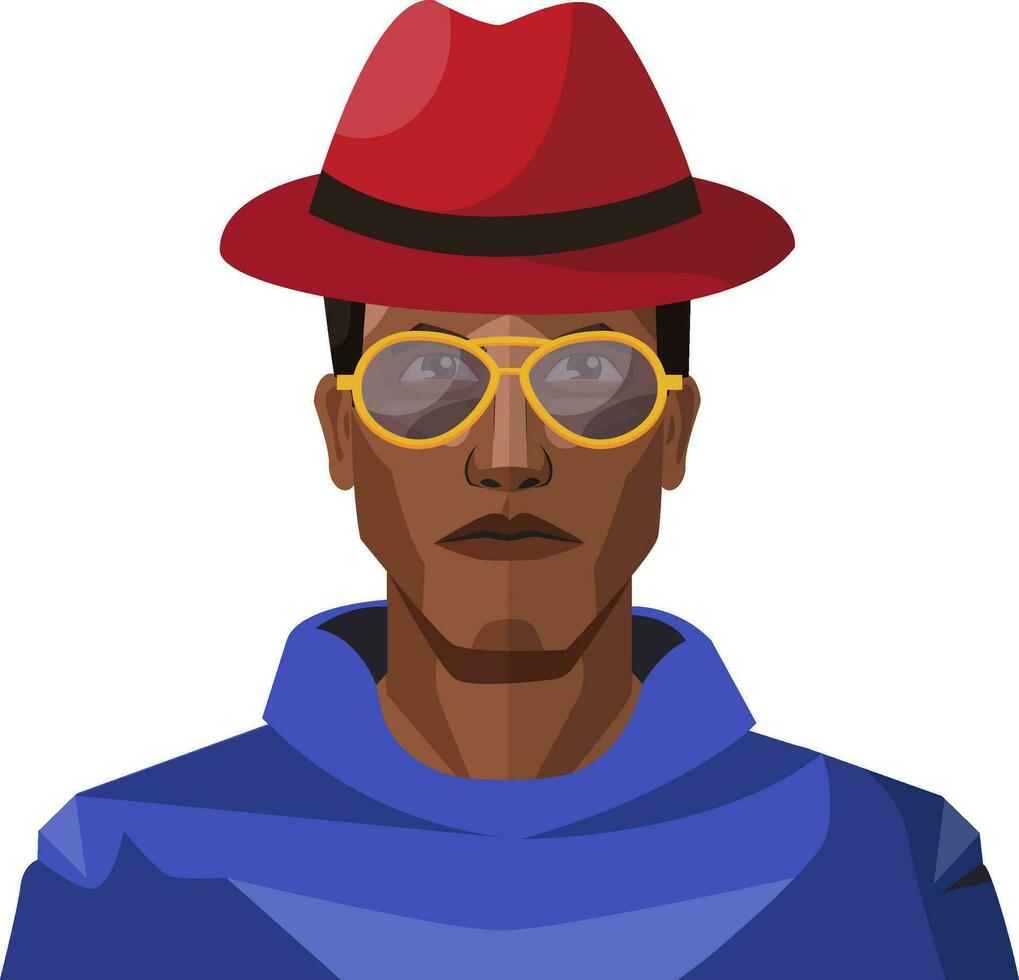 Pretty looking guy wearing red hat and sunglasses illustration vector on white background