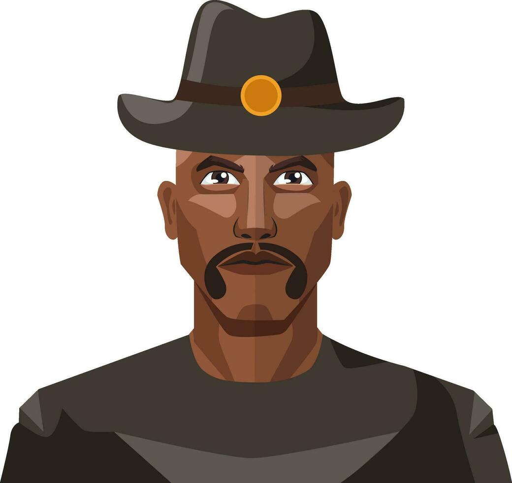 Guy with mustaches wearing a hat illustration vector on white background
