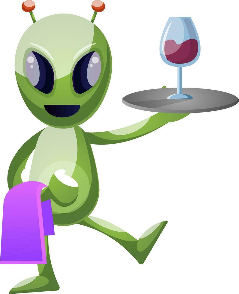 Alien the butler, illustration, vector on white background.