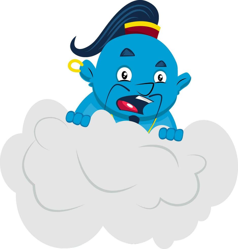 Genie in cloud, illustration, vector on white background.