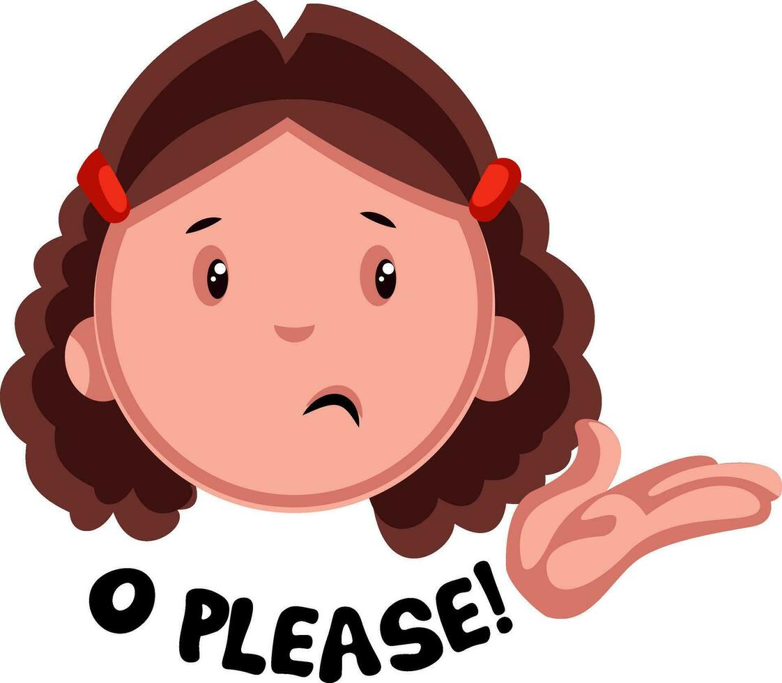 O please girl emoji, illustration, vector on white background.