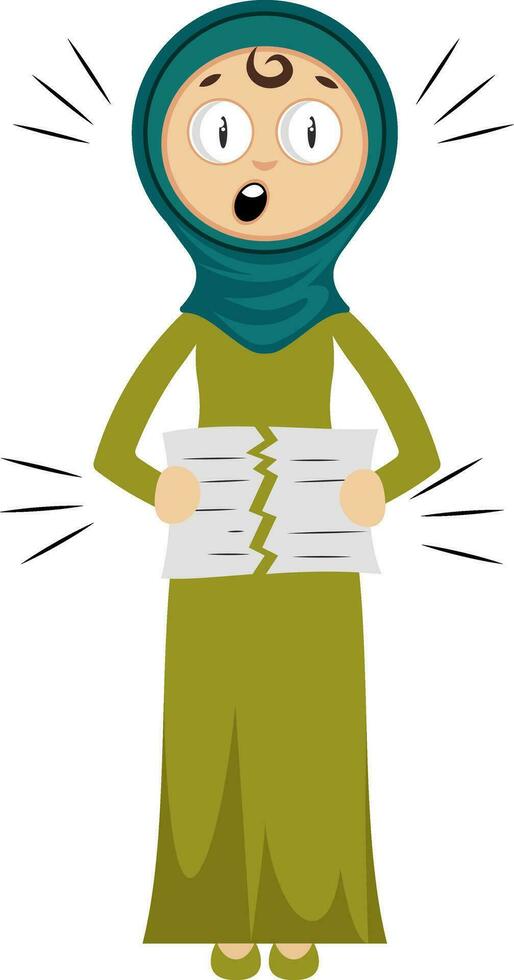 Woman cut paper, illustration, vector on white background.