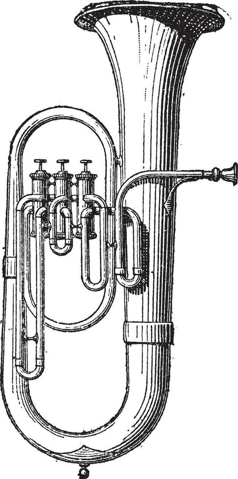 Saxhorn vintage engraving vector