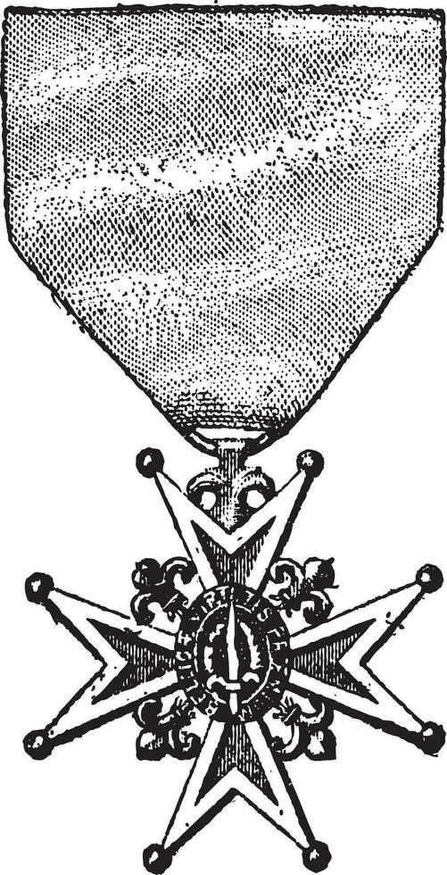 Cross of the Order of Saint-Louis, vintage engraving vector