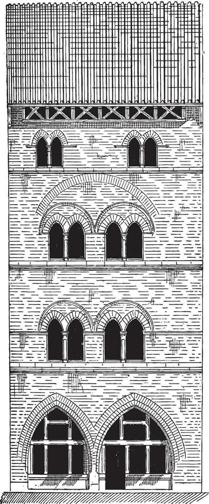 casa en causada en Tarn y Garona, midi-pirineos, Francia, Clásico grabado vector