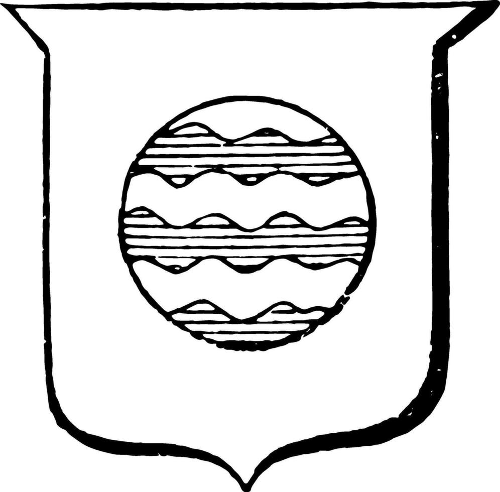 Fountain Charge having a greater number of barrulets, vintage engraving. vector