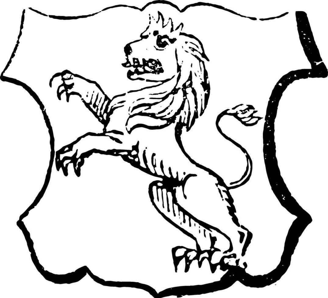 Lion Salient is an animal springing forward, vintage engraving. vector