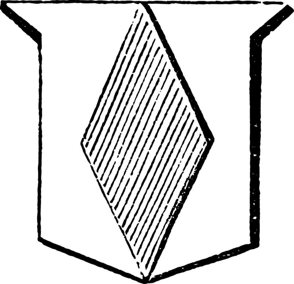 Fusil Ordinary is narrower than the lozenge, vintage engraving. vector