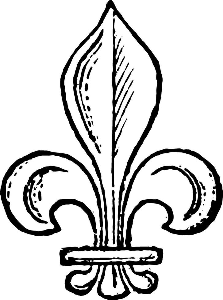 Fleur-de-Lis is a flower symbol, vintage engraving. vector