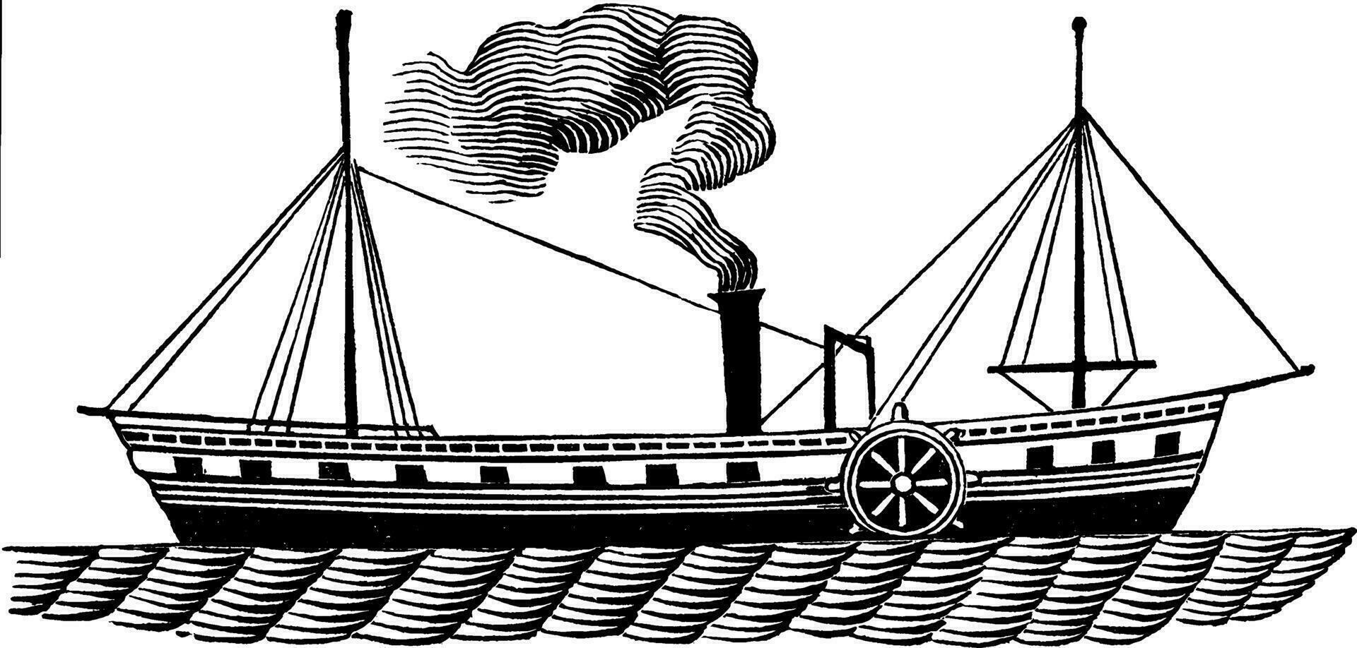 Hudson River Steamboats, vintage illustration. vector