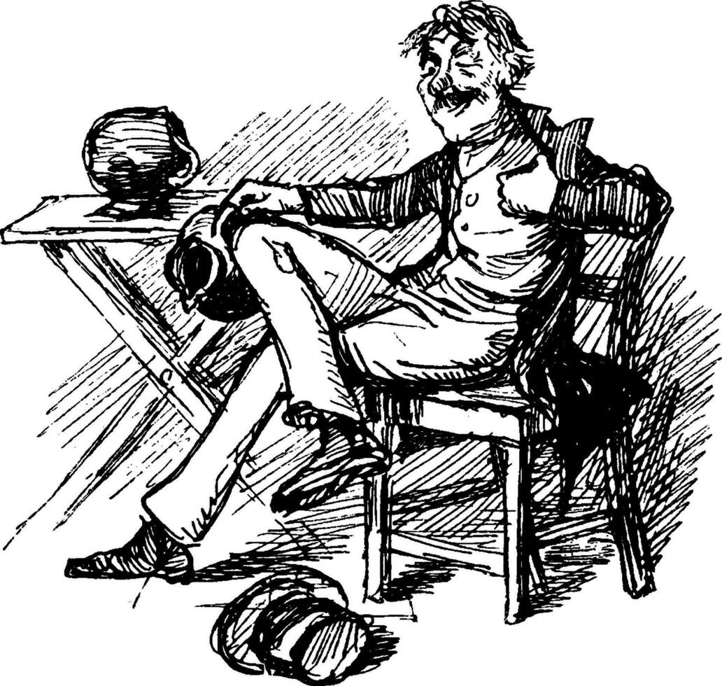 hombre y silla, Clásico ilustración vector