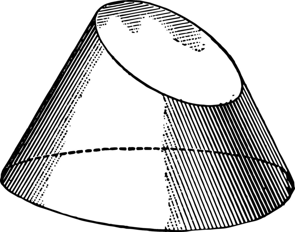 Intersection Of A Plane And Cone vintage illustration. vector