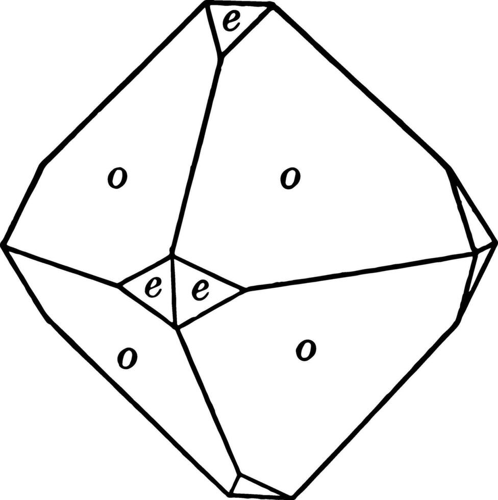 Octahedron and pyritohedron vintage illustration. vector
