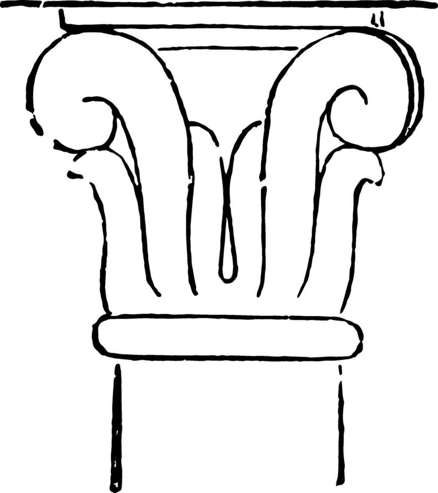 Capital in a Bas-Relief from Kuyunjik vintage illustration. vector